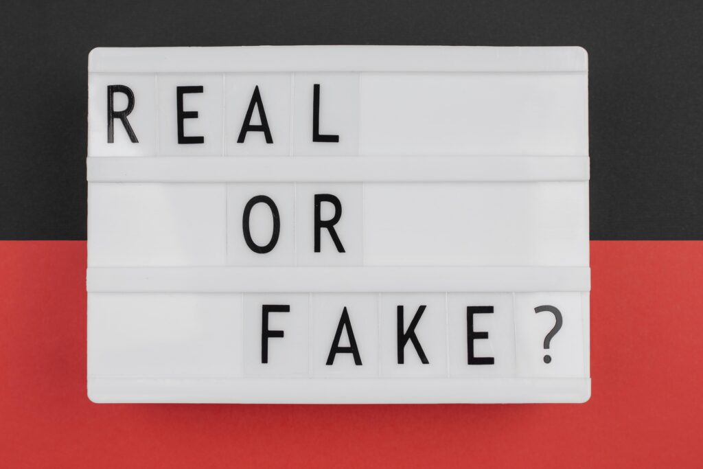 real fake news concept top view