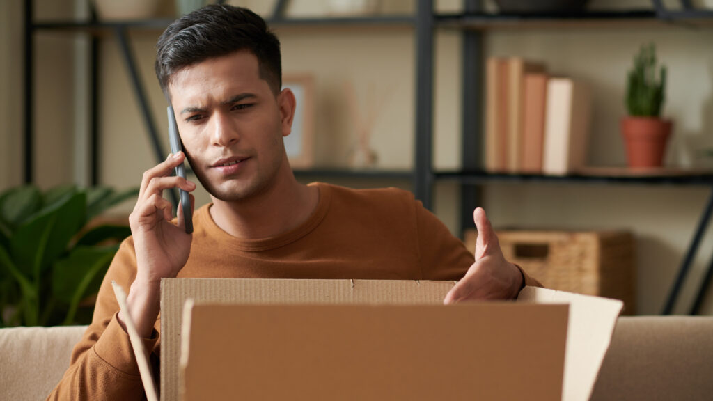 Amazon wrong item example: frustrated customer calls support after opening a box and getting the wrong item.
